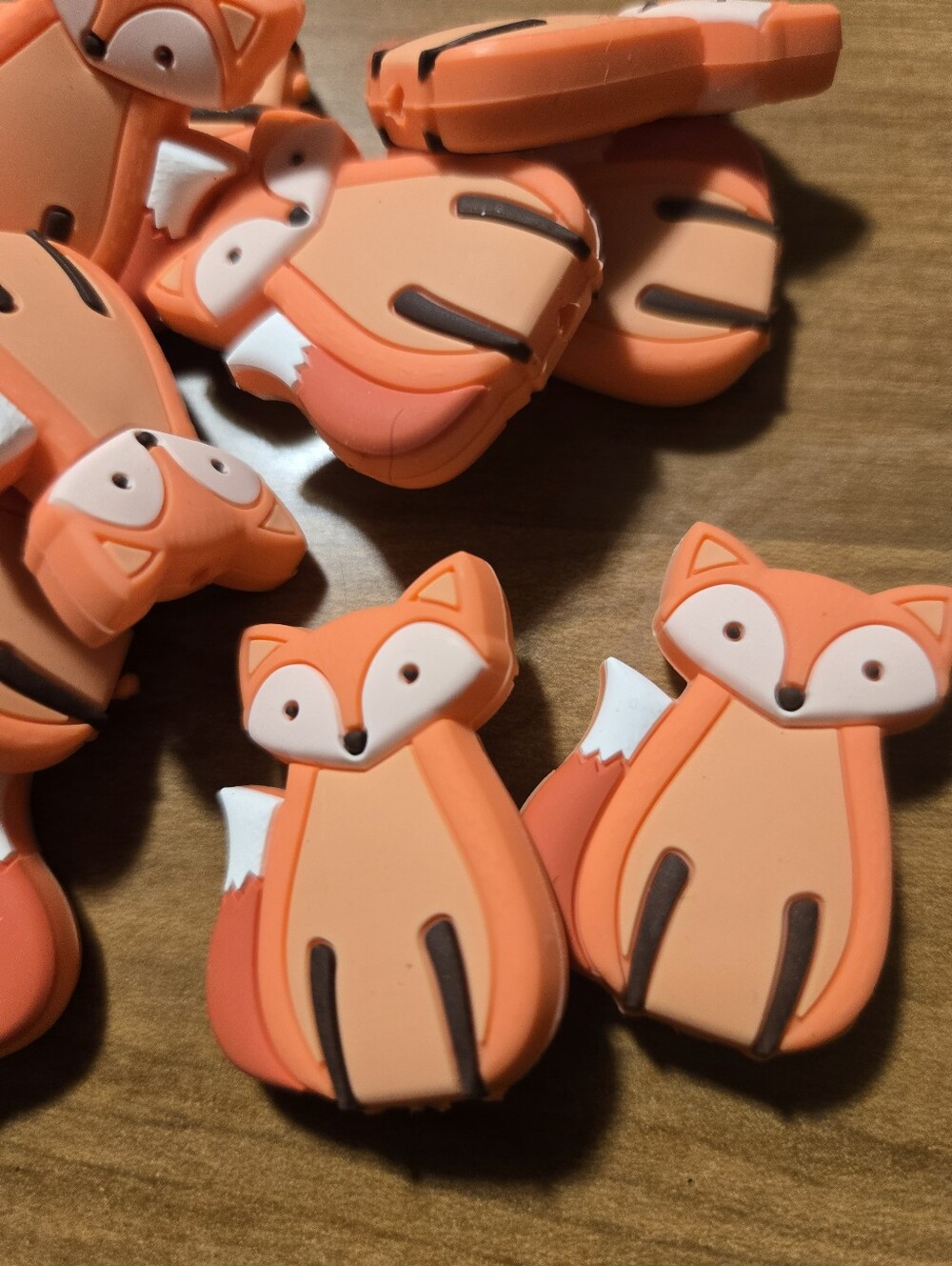 Cute Orange Fox Silicone Beads - Set of 30 Playful Foxes